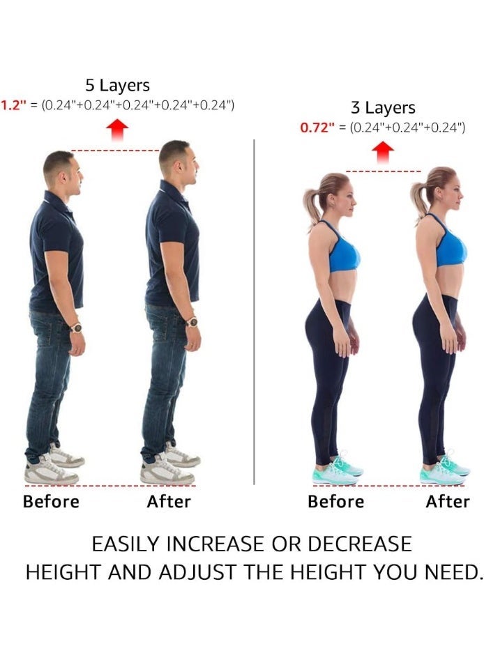 نعل داخلي للكعب جل من السيليكون لزيادة ارتفاع القدم قابل للتعديل من 5 طبقات للحصول على اختلاف في طول الساق للرجال والنساء - Image 2